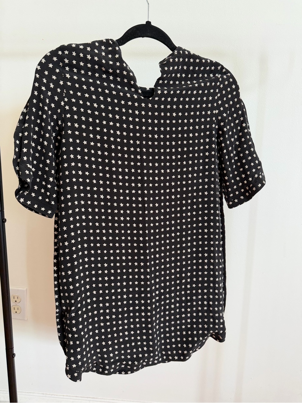 Saint Laurent Black Blouse with White Star Print $105 ($1750)